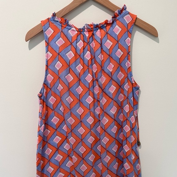 Oliphant Orange Pink Blue Diamond Sleeveless Ruffle Hem
Dress Size M - Picture 6 of 10